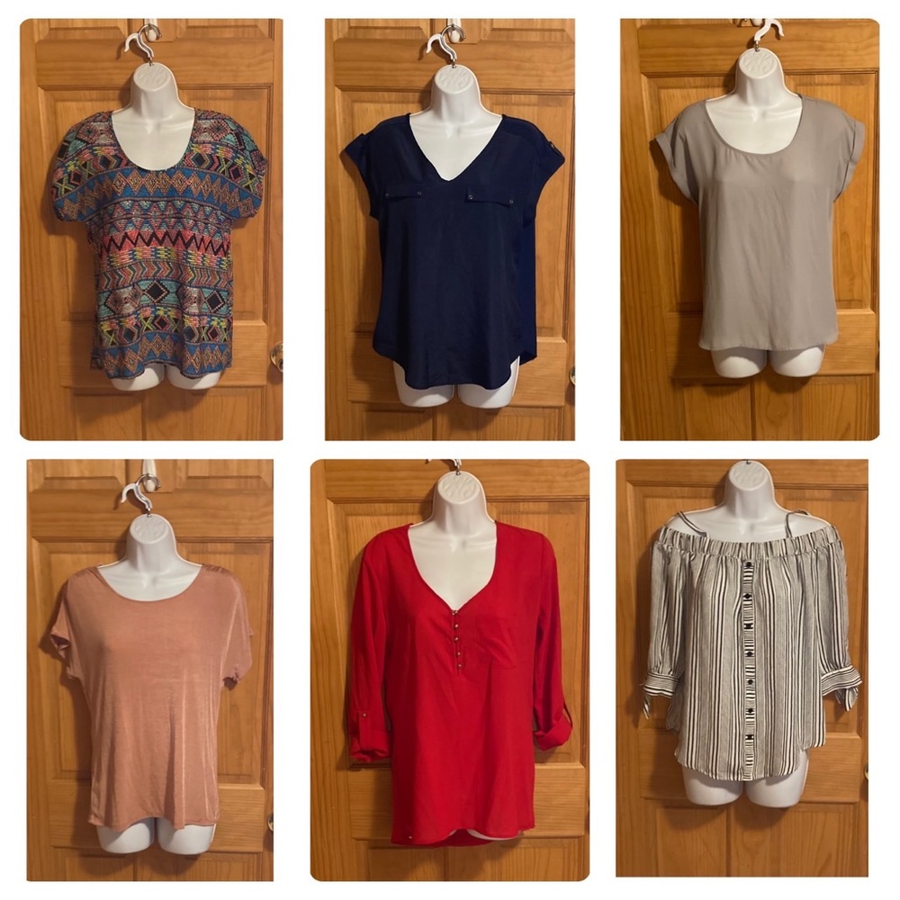Womens Silky blouses/top bundle of (6) Sz S